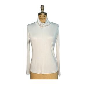 CERRUTI 1881 Vintage S Ivory Silk Draped Cowl Turtleneck Top – Late 1990s